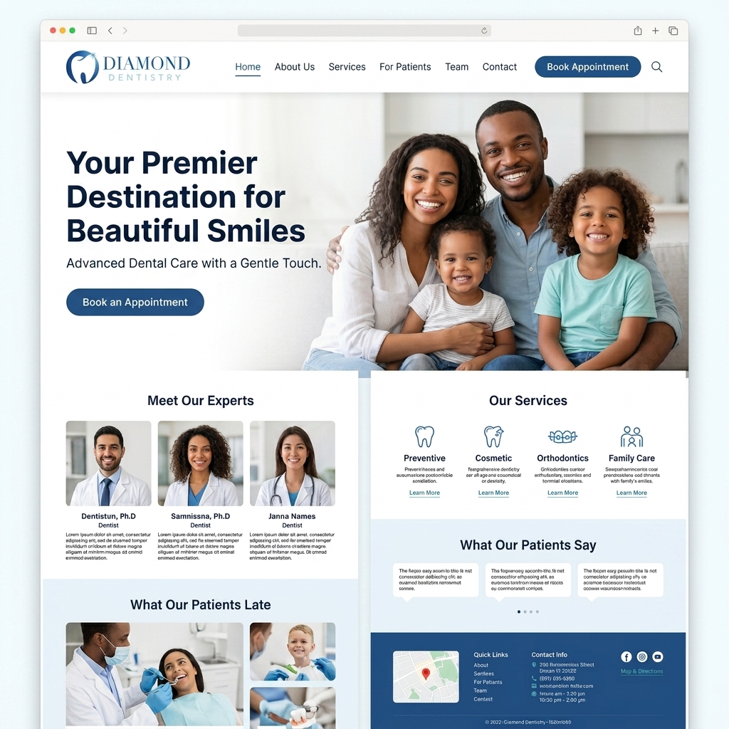 Diamond Dentistry Web Design Mockup
